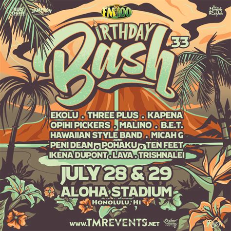 birthday bash hawaii 2023|KCCN FM 100 Birthday Bash 33 July 28 & 29, 2023 at 4:30pm.